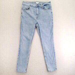 HM Womens High Waisted Skinny‎ Jeans Light Wash Blue Size 14 Stretch Denim